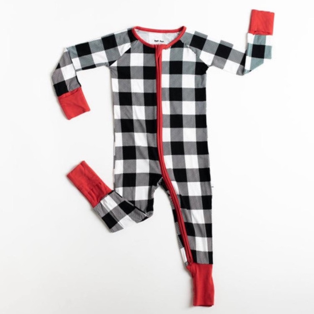 Little Sleepies Bamboo Black and Buffalo Plaid Zippy 0-3 Months